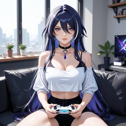 Gaming Girl in a Modern Space
