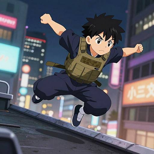 Neon Samurai Rooftop Parkour Chase