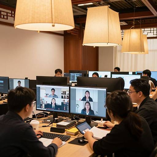 Asian Office Blending Tradition and Tech