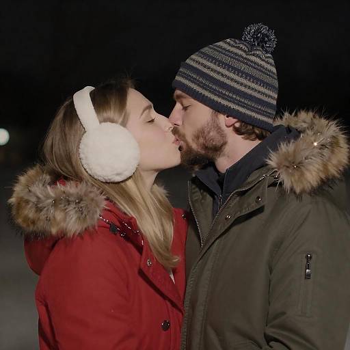 Romantic Winter Night Couple Portrait