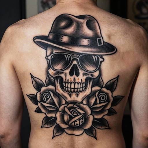 Gangster Skull Tattoo Flash Design
