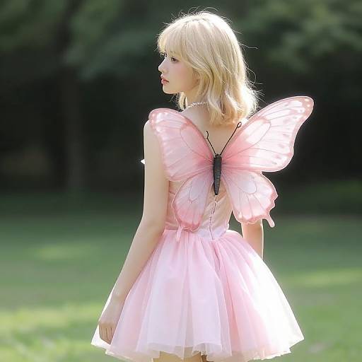Blonde Girl with Butterfly Wings