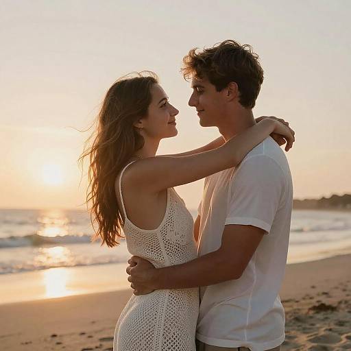 Romantic Beach Embrace at Sunset