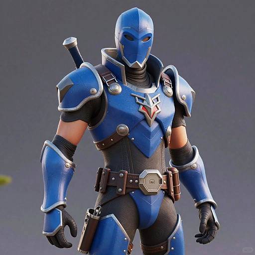 Photorealistic Blue Squire Fortnite Portrait
