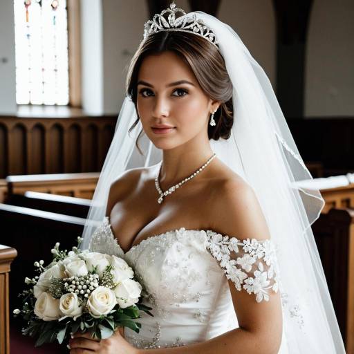 Bride in Elegant Wedding Dress with Tiara