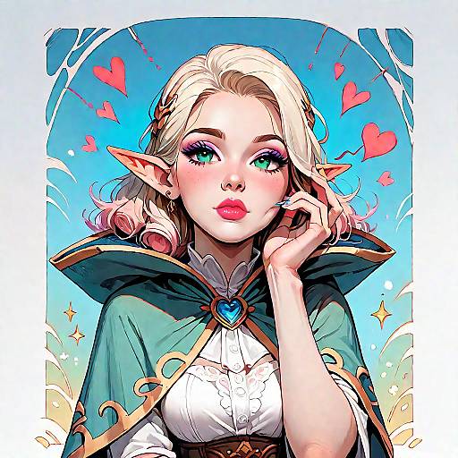 Elven Girl Blowing Heartfelt Anime Kiss