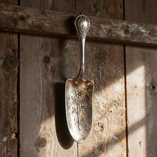Rustic Silver Sickle on Barn Wall