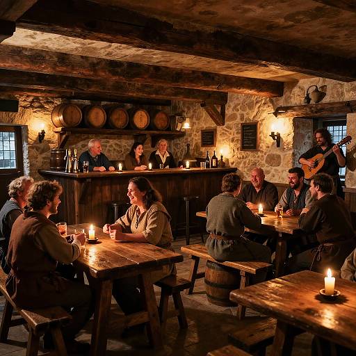Medieval Tavern with Lively Villagers