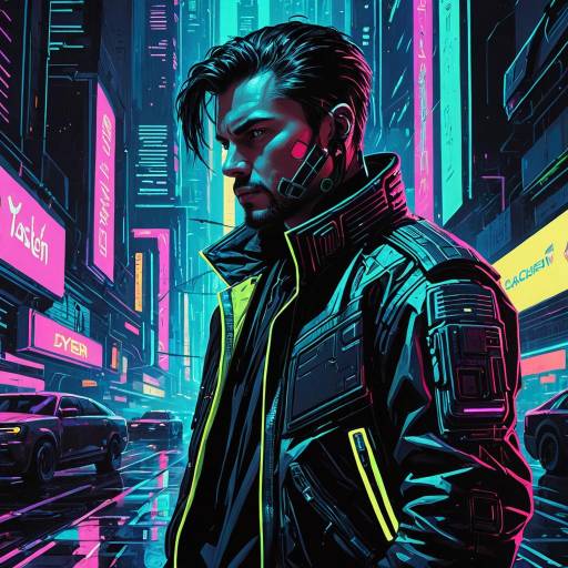 Cyberpunk Hacker in Dystopian Cityscape