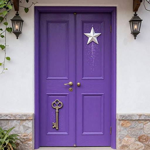 Purple Fairy Door with Magic Elements