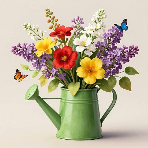Vibrant Spring Watering Can Bouquet