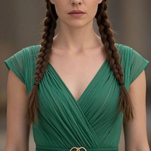Close-Up of Thena in Green Dress