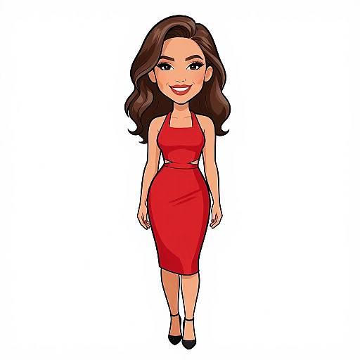 Chic Woman in Red Midi Dress