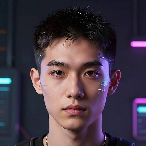 Futuristic AI Buzz Cut Portrait