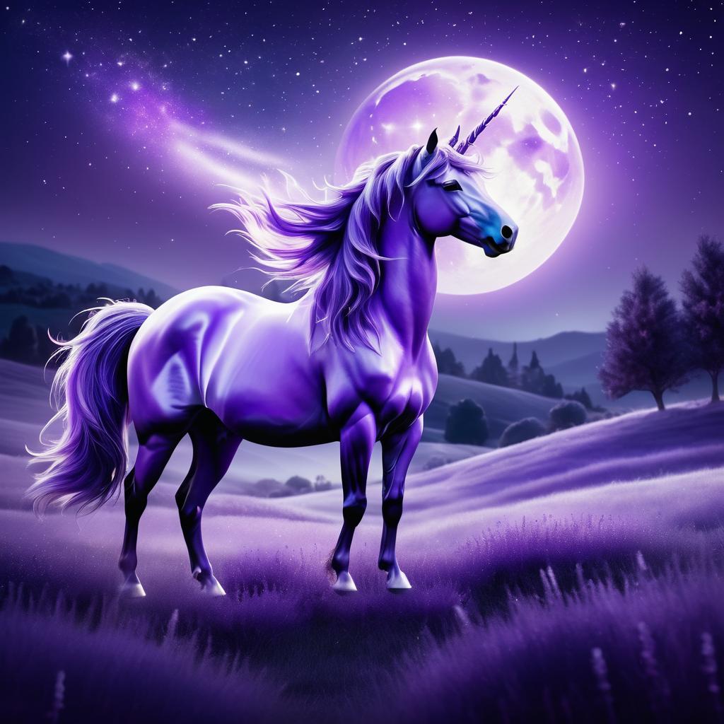 Mystical Unicorn Howling at the Moon