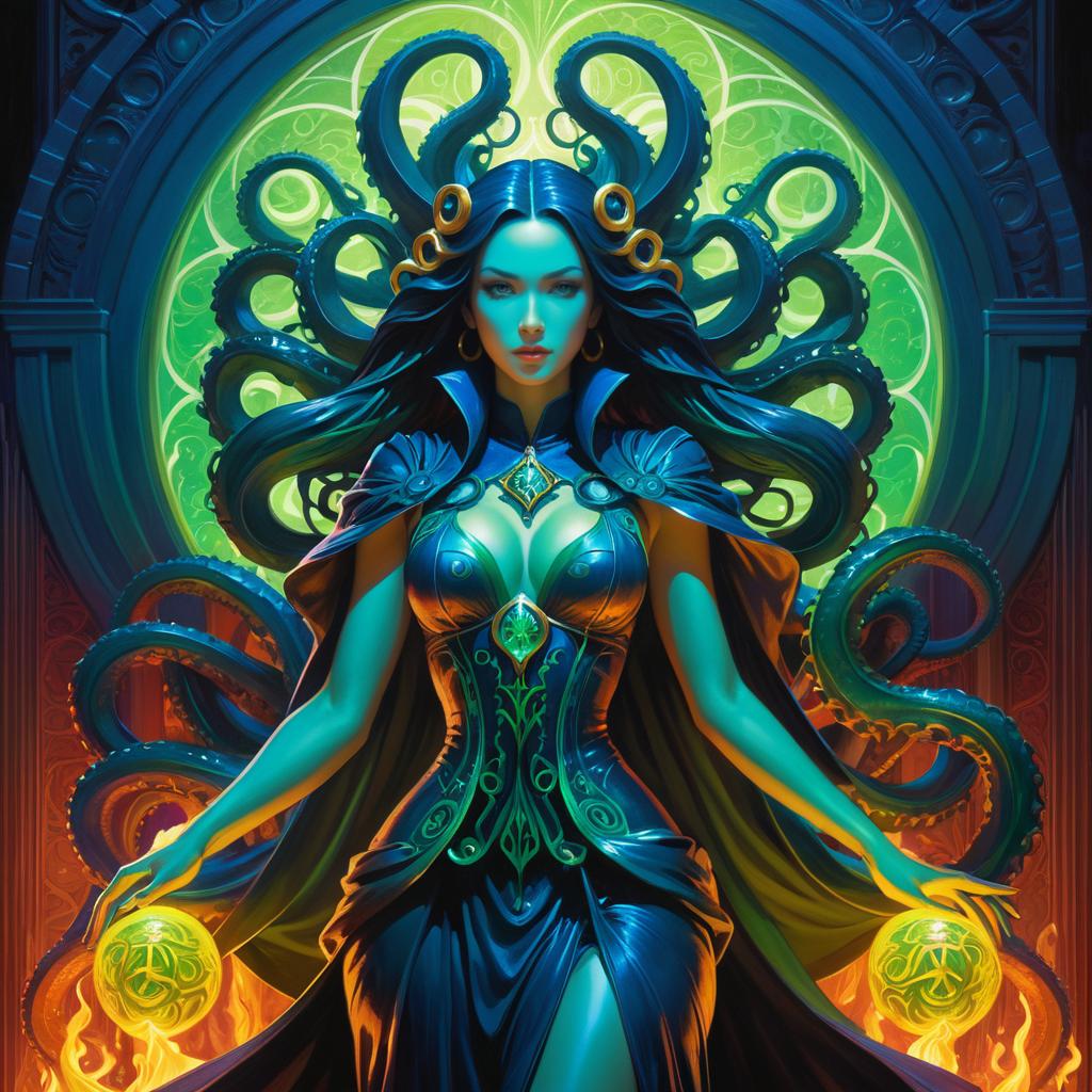 Intricate Sorceress with Cthulhu Idol