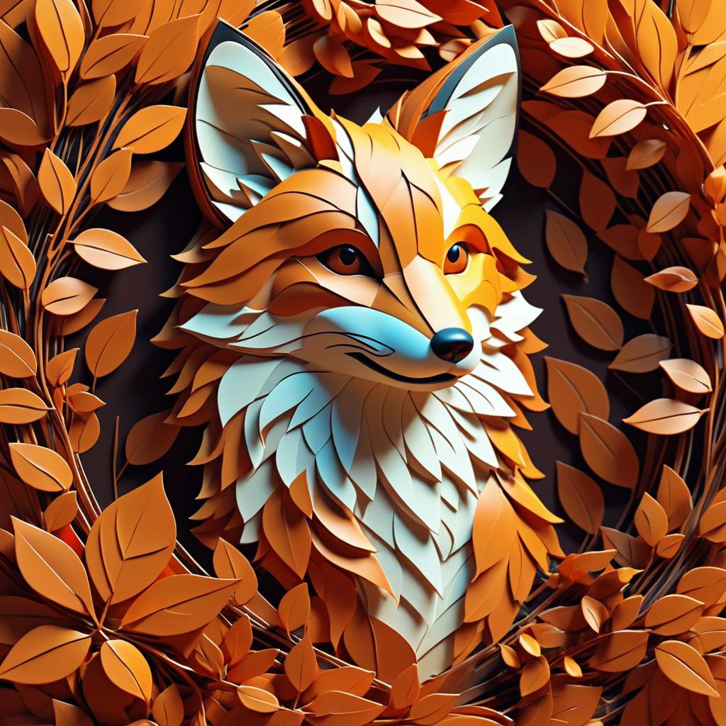 Whimsical Leaf Fox in Autumn Artwork