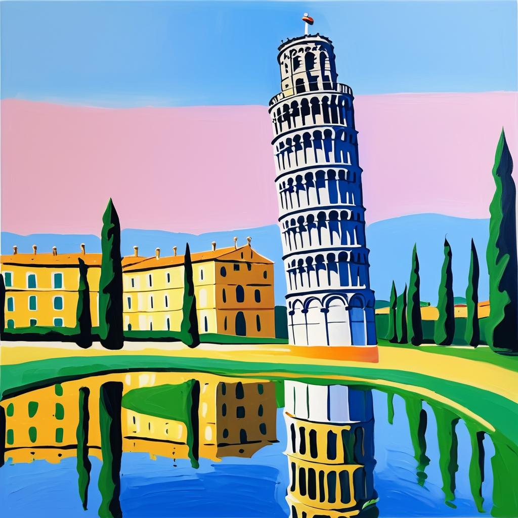 Matisse-Style Painting of Leaning Tower