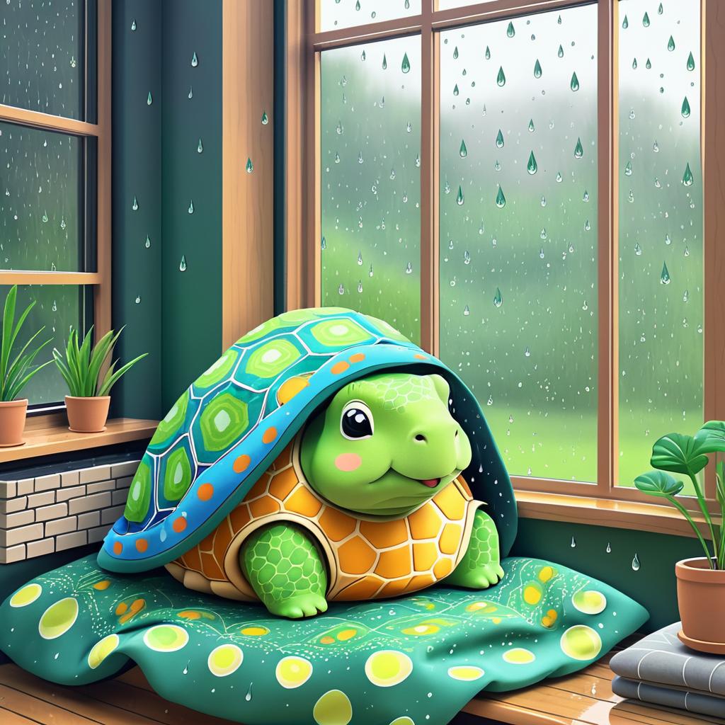 Cozy Tortoise by the Rainy Window