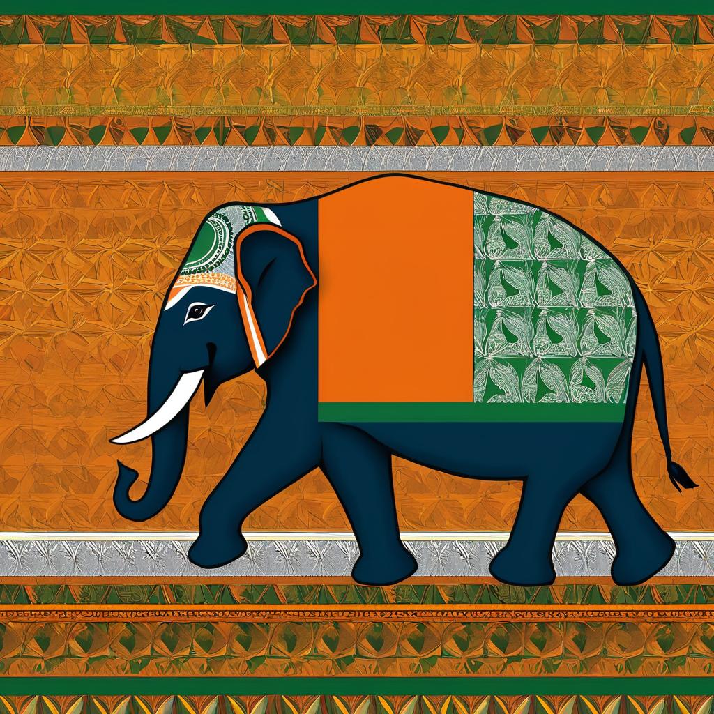 Majestic Elephant in Indian Tricolor Flag