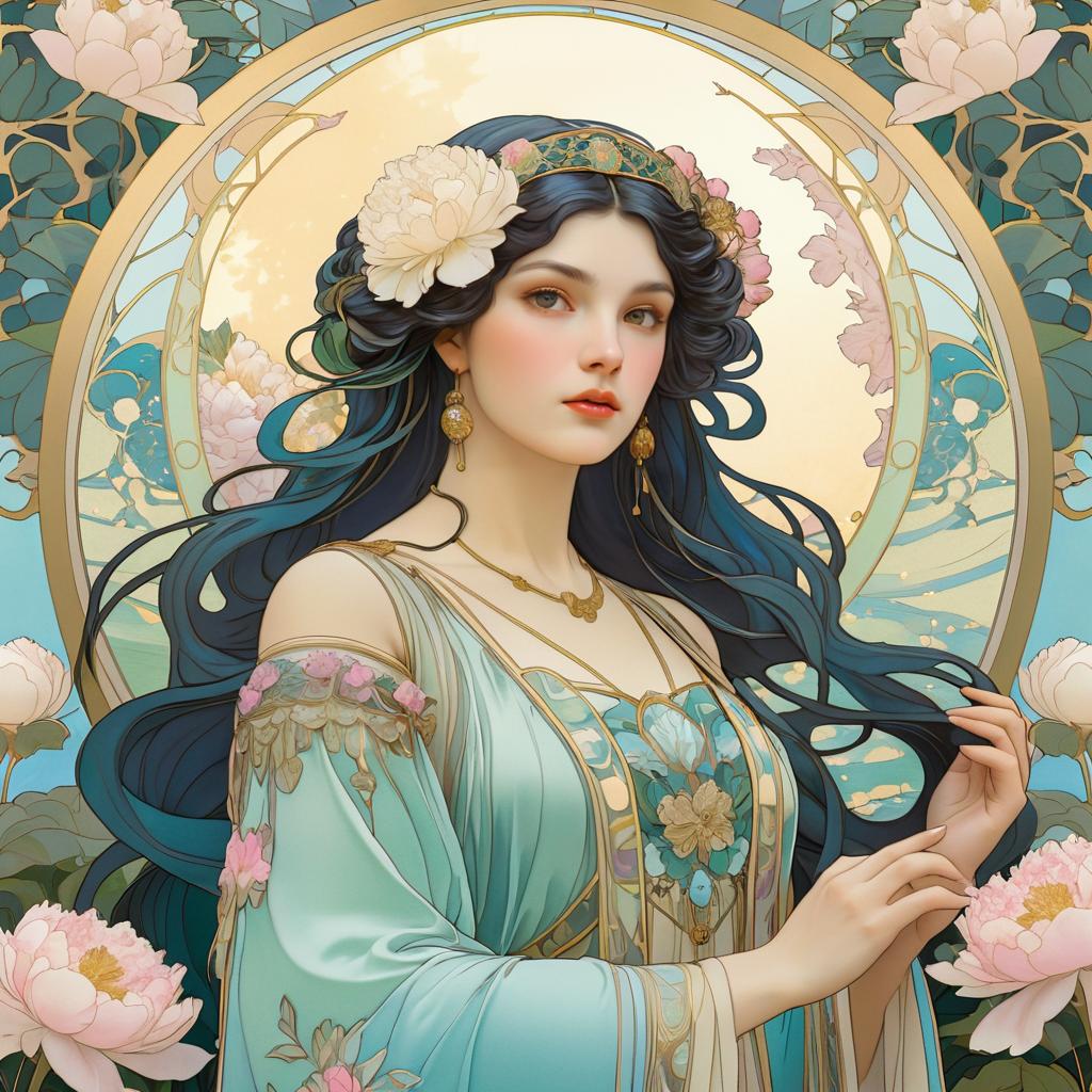 Noble Lady in an Art Nouveau Garden