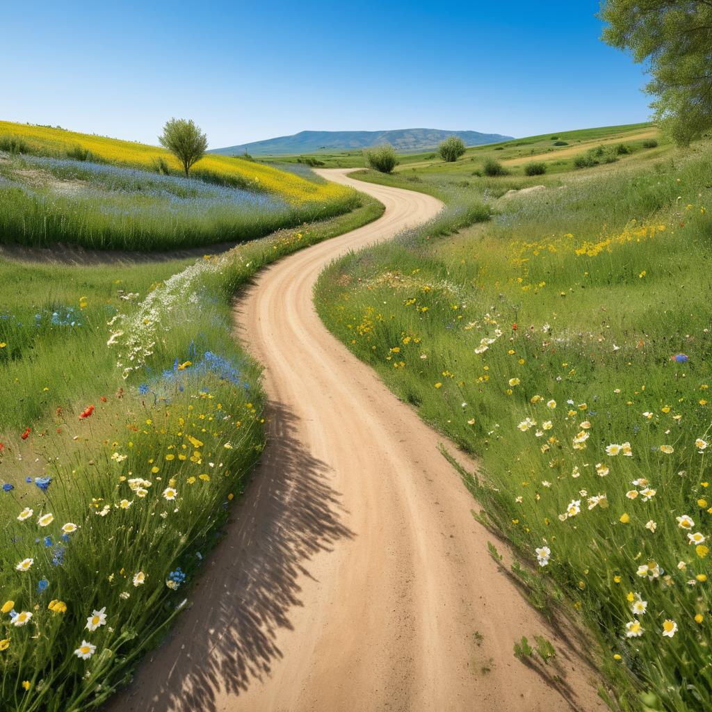 Serene Countryside with Wildflowers