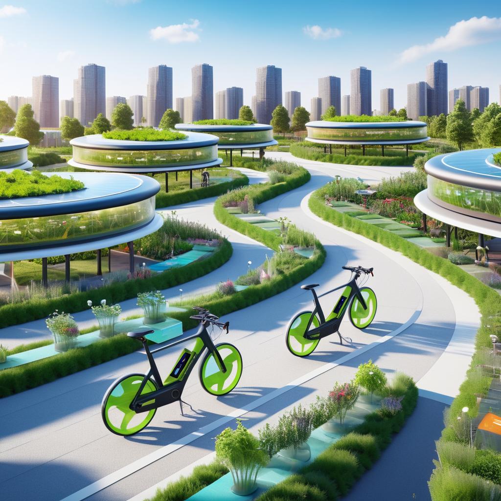 Eco-Friendly Smart Bicycles in Vibrant City