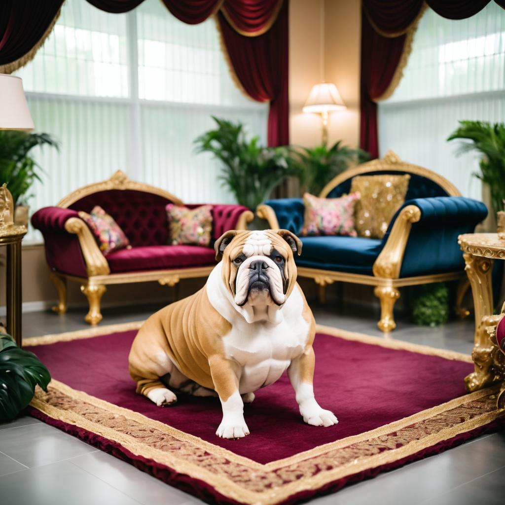 Regal Bulldog in Luxurious Daycare Setting