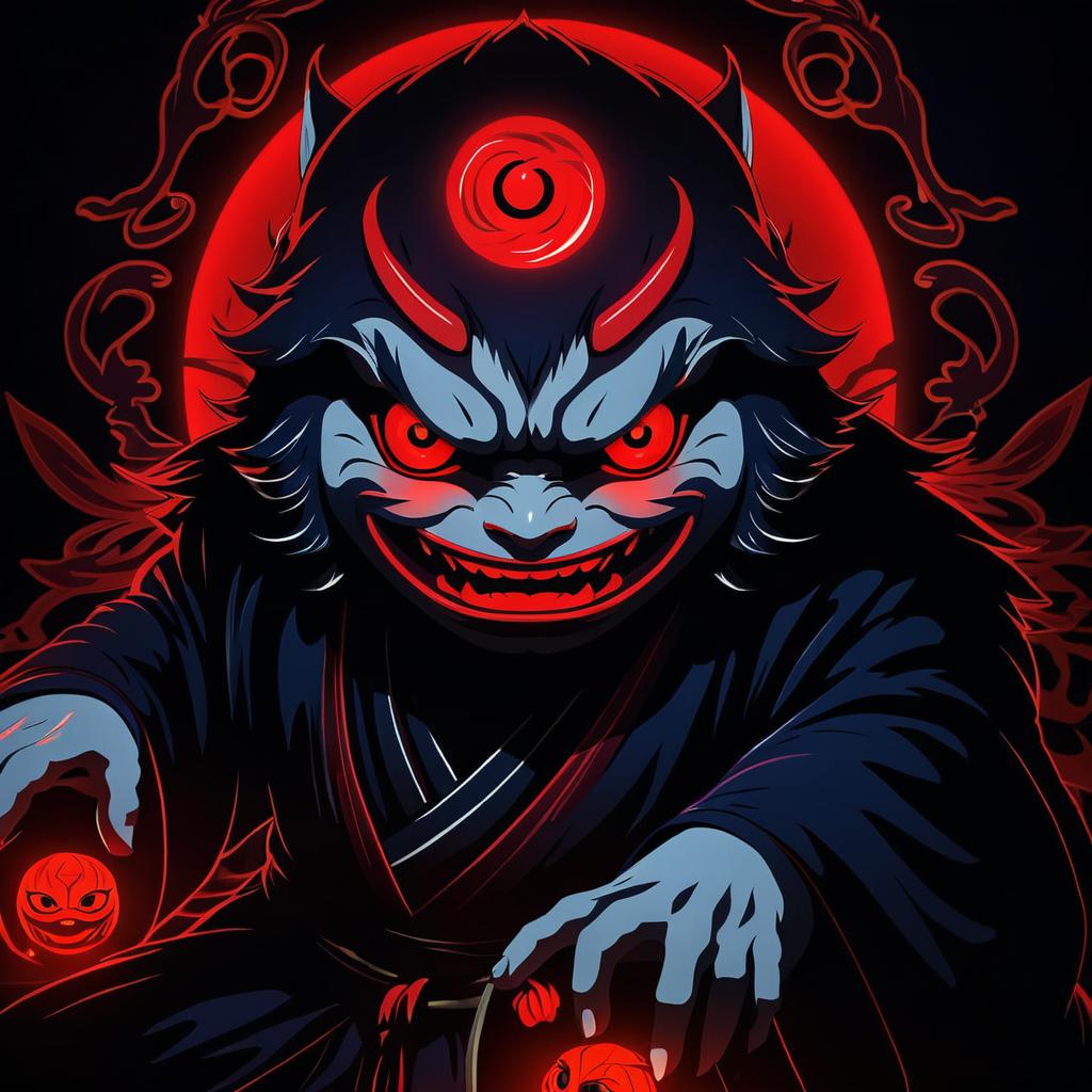 Yokai with Glowing Red Eyes