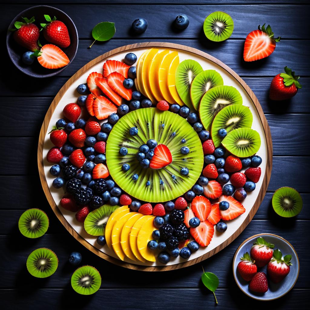 Vibrant Fruit Platter on Dark Wood