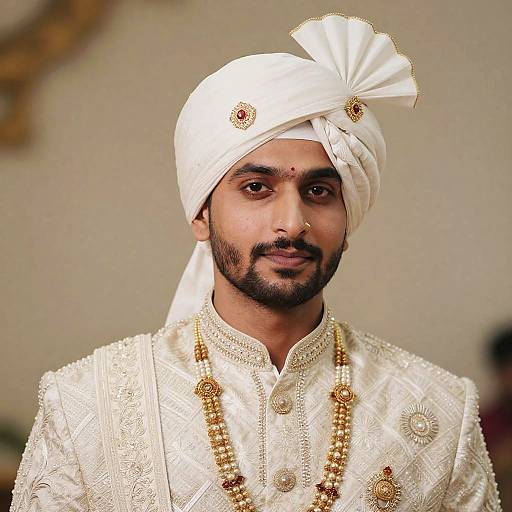 Traditional Indian Groom Turban Close-Up