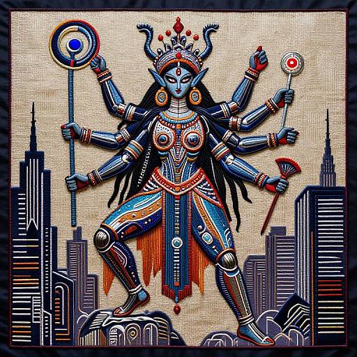 Cyberware Goddess Durga in Dystopia