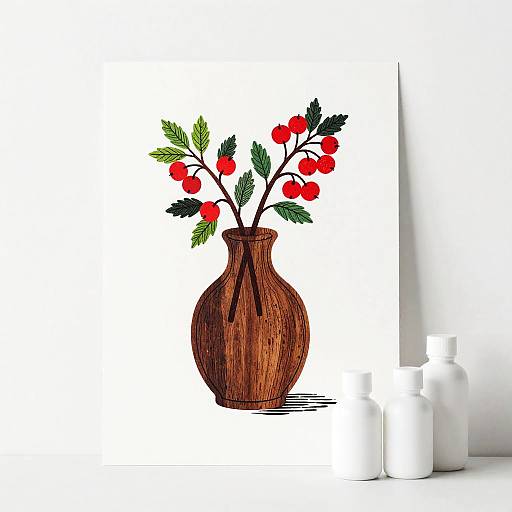 Minimalist Cherry Woodcut Vase