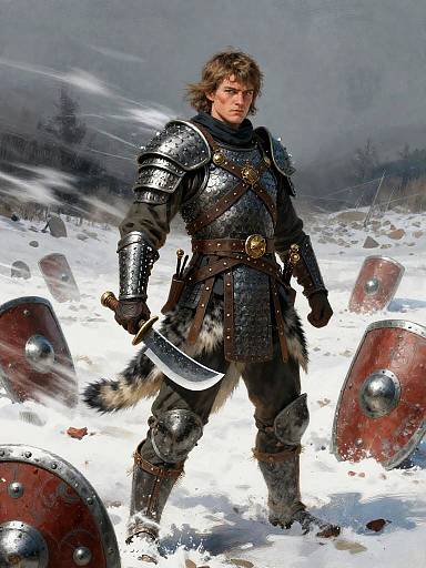 Valkyrie Warrior on Windswept Battlefield