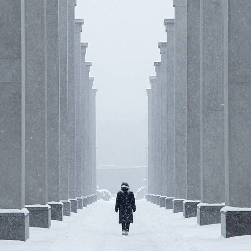 Silent Snowfall in Urban Alley