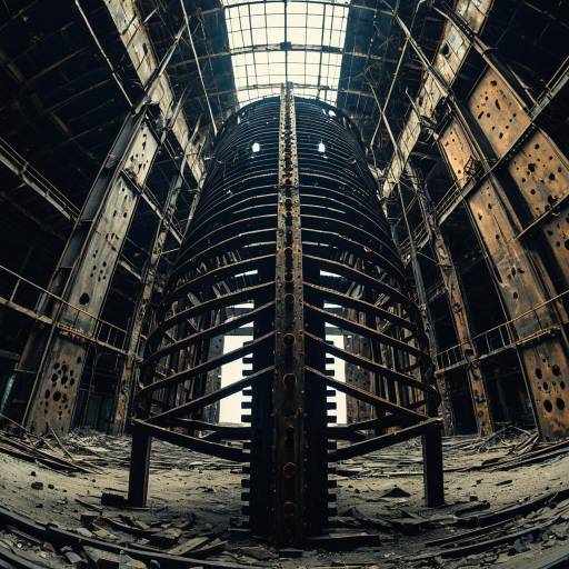 Rusting Industrial Framework in Abandoned Factory