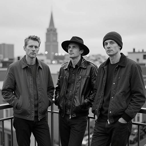 Urban Balcony Scene in Black and White