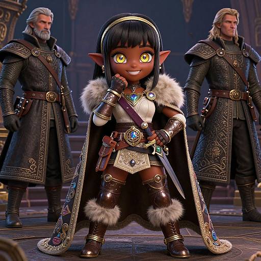 Dark-Skinned Elf Adventurer Portrait