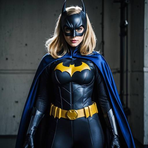 Woman in Batgirl Costume with Cape