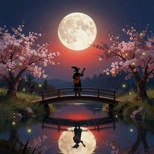 Fantasy Bard Beneath Lunar Glow