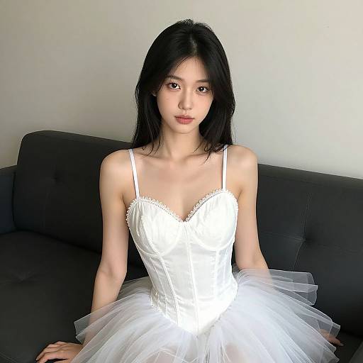 Realistic Woman in White Swan Costume