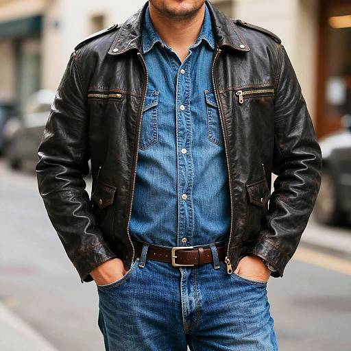 Confident Plus-Size Man in Rugged Streetwear