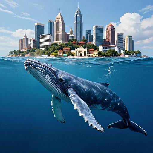 Colossal Whale Beneath Island City