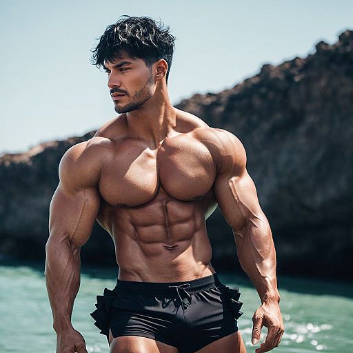 Athletic Man in Stylish Swimwear Shoot