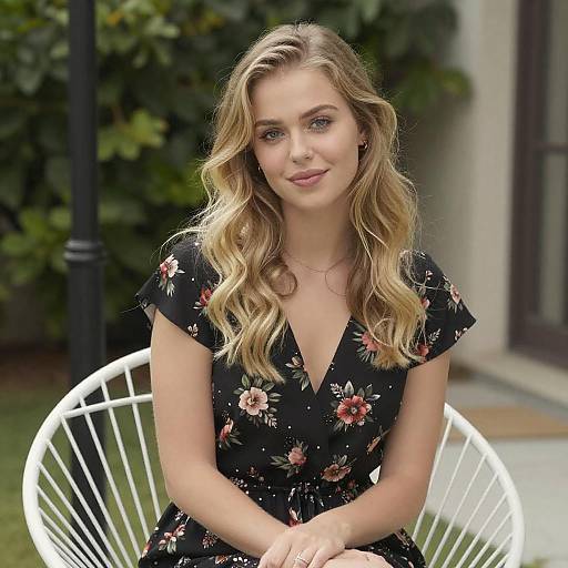 Young Blonde Woman Sitting Outdoors