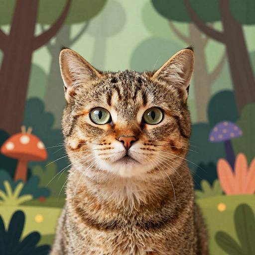 Whimsical Animal Illustration in Forest