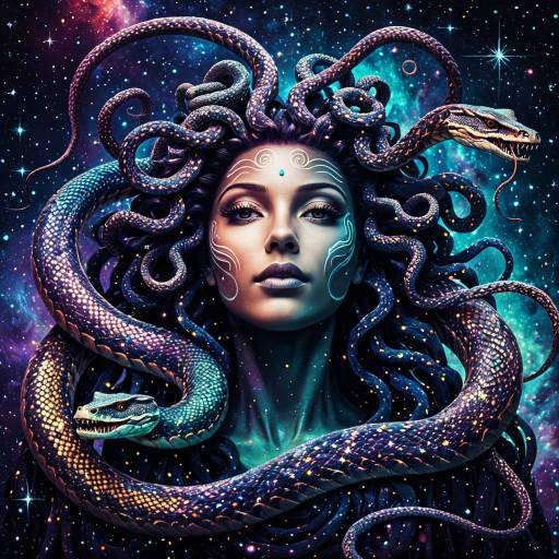 Medusa with Snakes in Deep Space