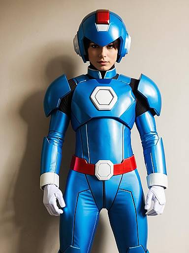 Person in Zero Mega Man Cosplay Costume