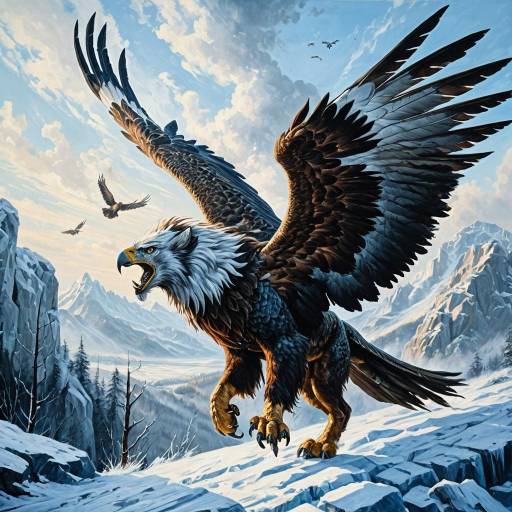 Majestic Griffon in Icy Mountain Landscape