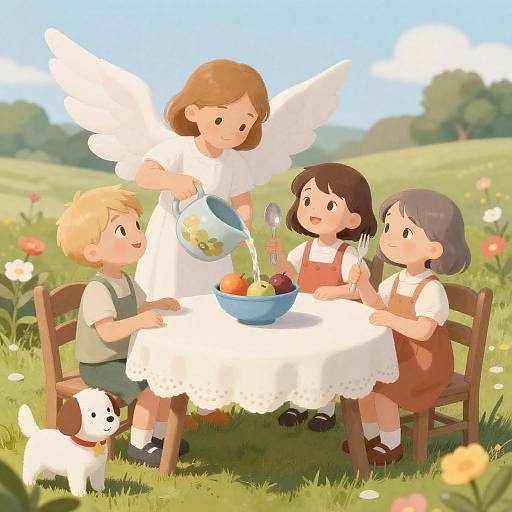 Children's Table Scene with an Angel